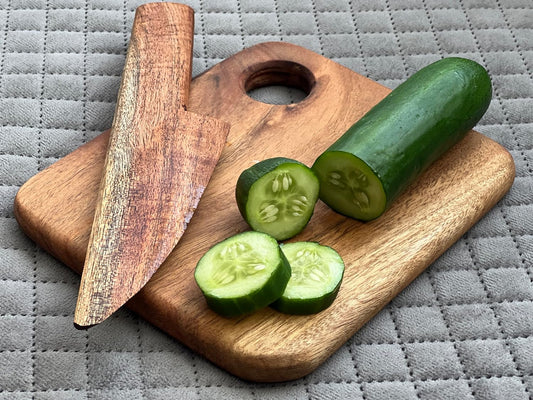 Acacia Wood Cutting Board with Wooden Knife for kids