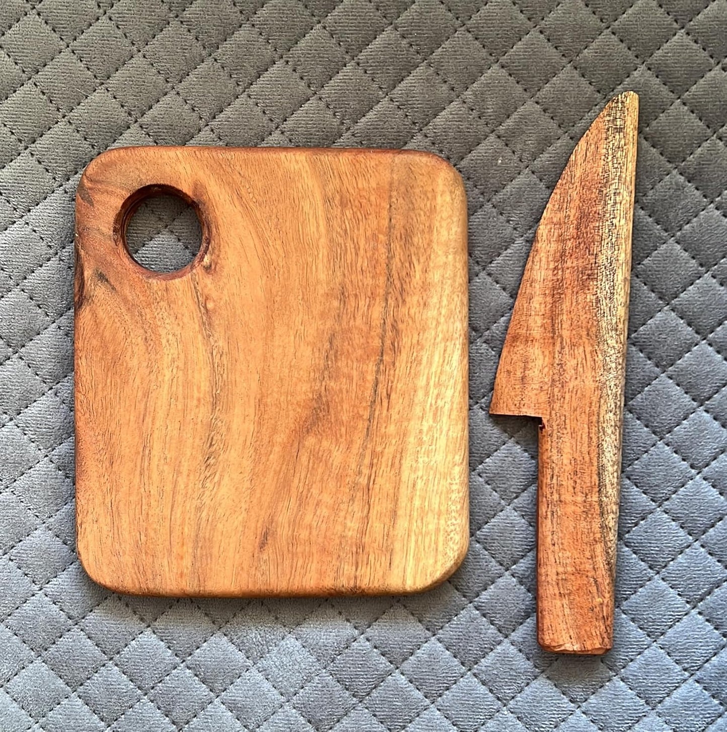 Acacia Wood Cutting Board with Wooden Knife for kids