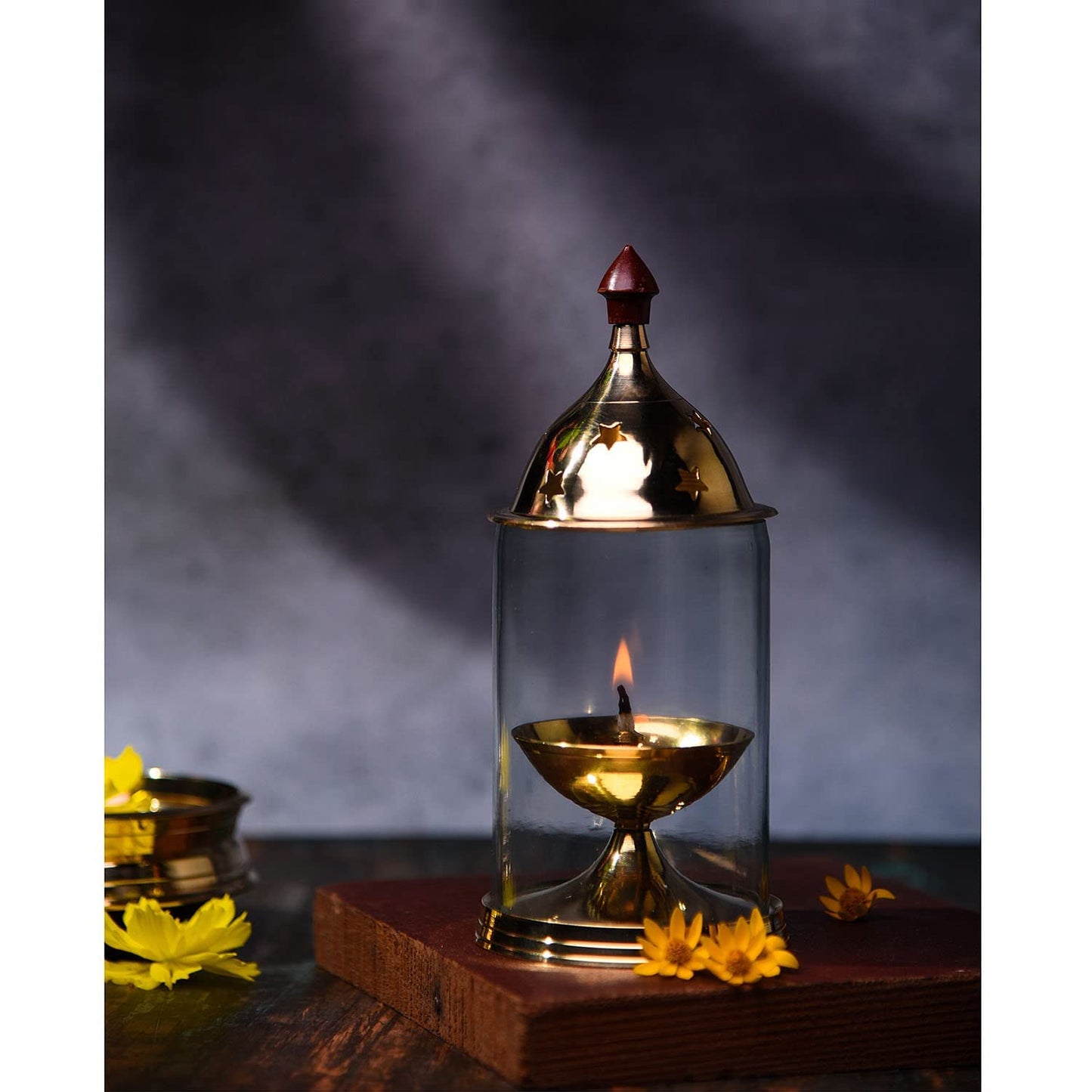 Glass Akhand Diya Oil Lamp