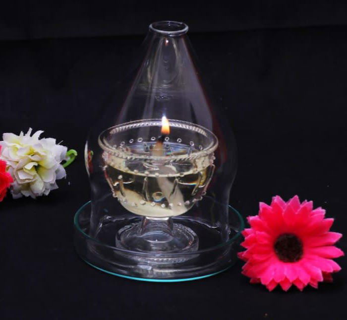 Akhand Diya Glass 10 X 7 Cms - ArtyCraftz.com