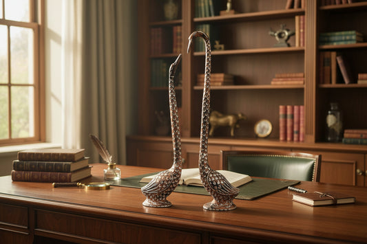 Aluminium Kissing Swan Pair Showpiece-ArtyCraftz.com