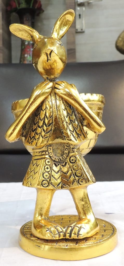 Aluminium Rabbit Basket Decorative Showpiece-ArtyCraftz.com