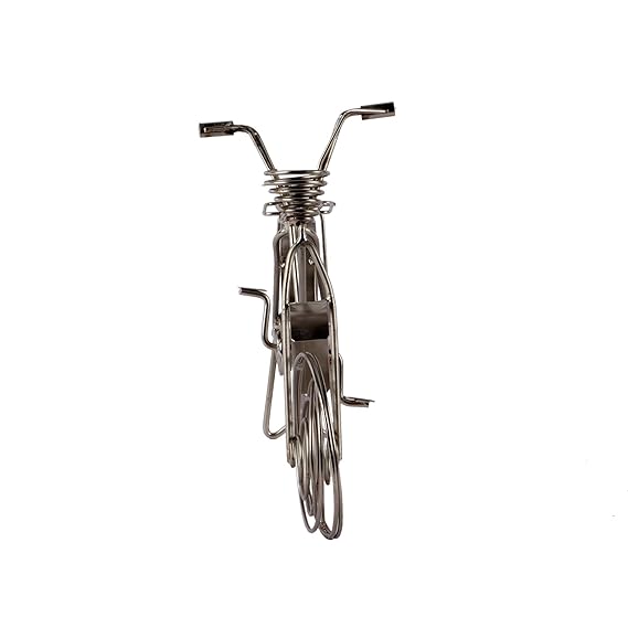 Aluminium Silver Finish Decorative Cycle Showpiece for Table Decor (10 X 2.8 X 6.5 Inches)