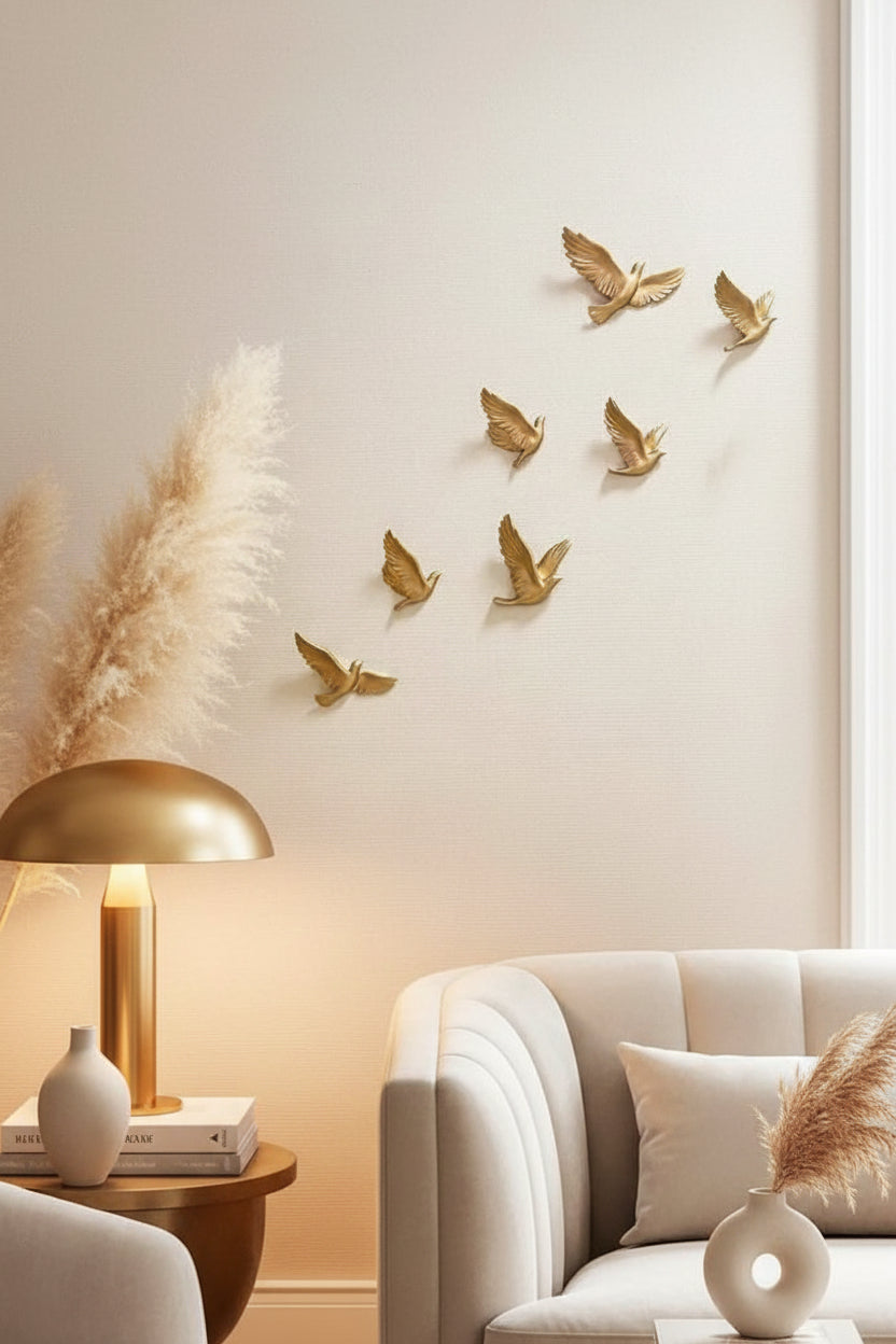 Aluminum Golden Flying Birds Wall Art Set-ArtyCraftz.com