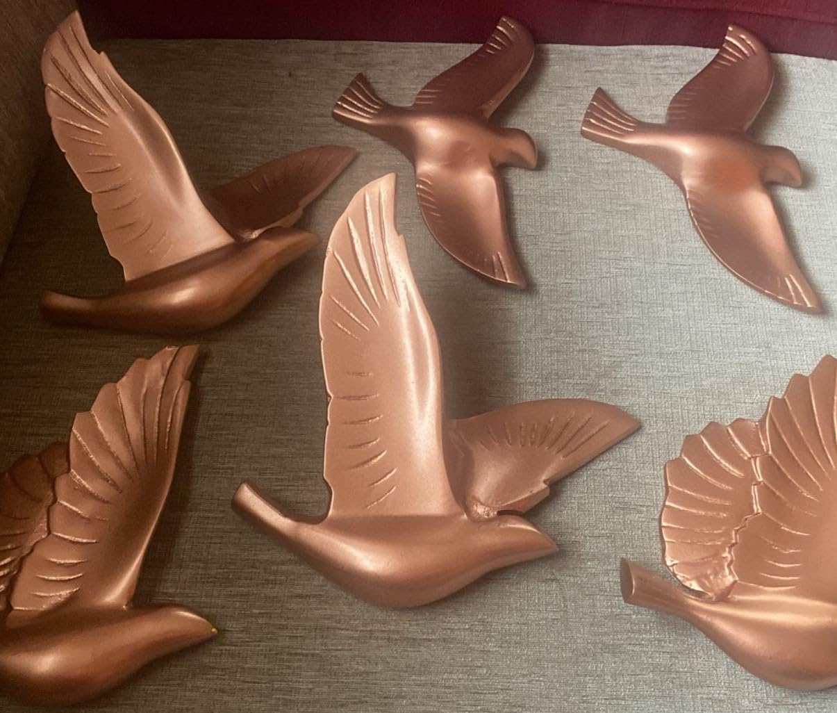 Aluminum Rose Gold Flying Birds Set of 6-ArtyCraftz.com