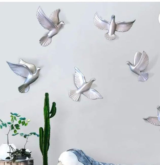 Aluminum Silver Flying Swallow Birds Wall Art -ArtyCraftz.com