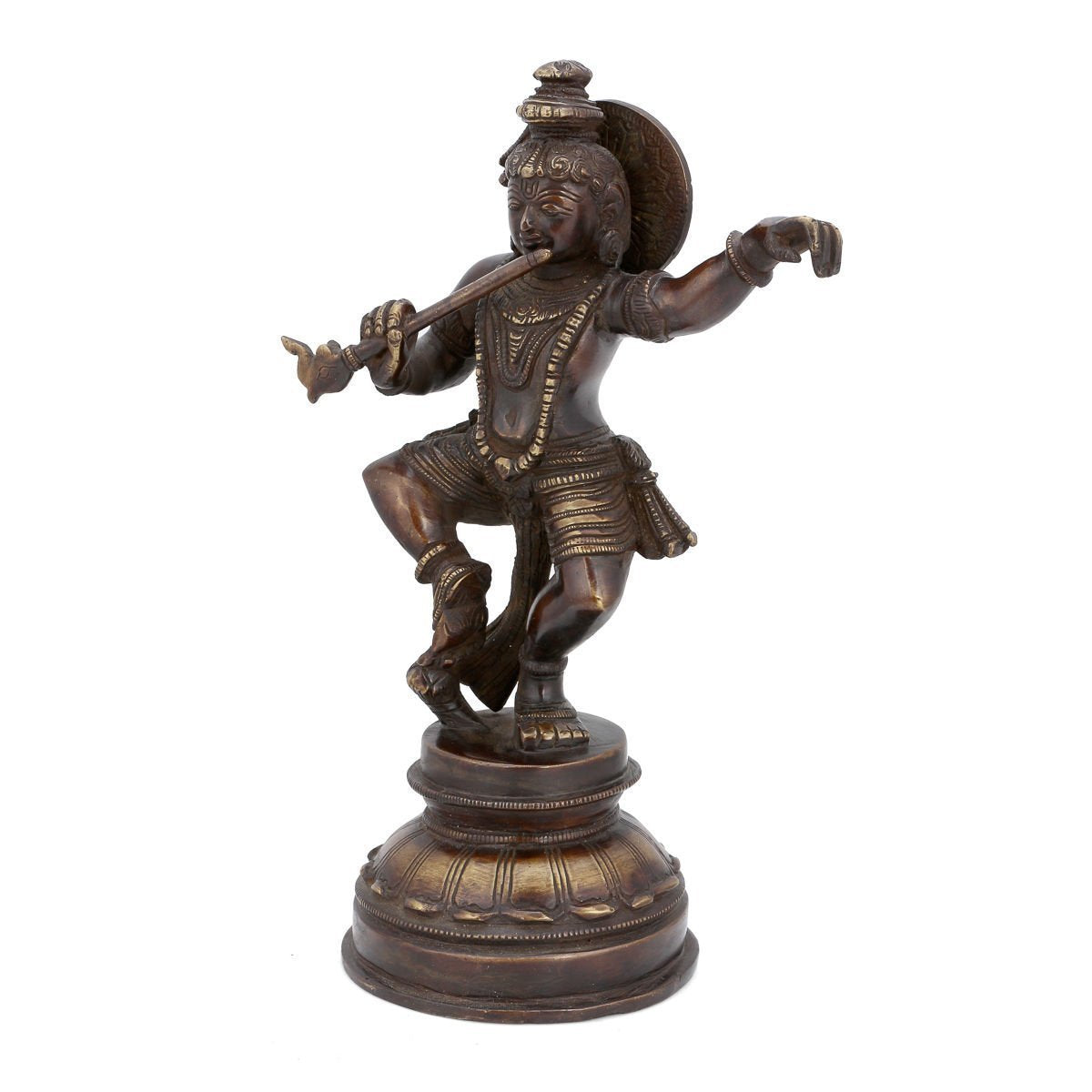 Antique Brass Dancing Gopal Krishna 9 Inches Statue