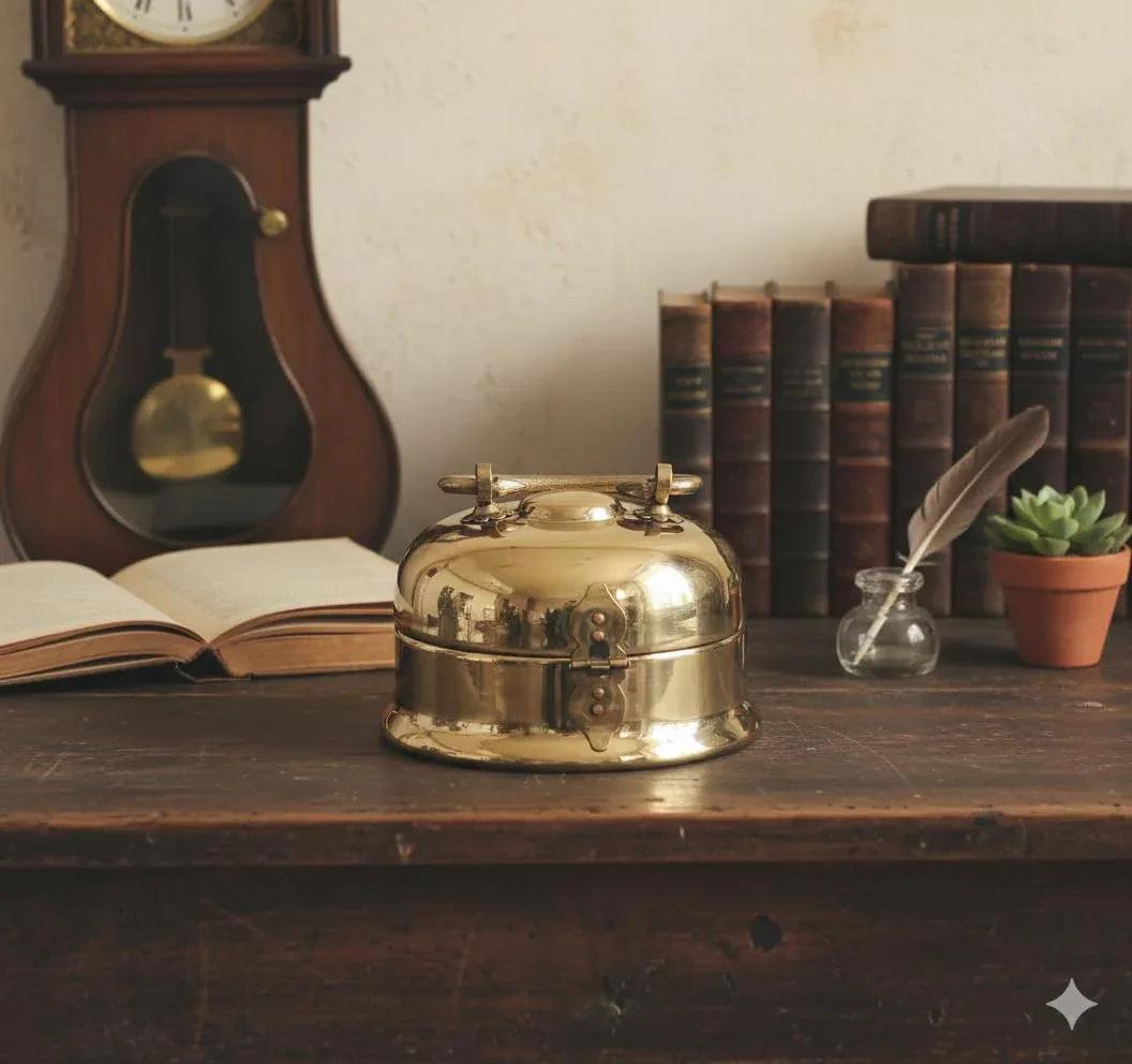 Antique Design Brass Betel Box on Table