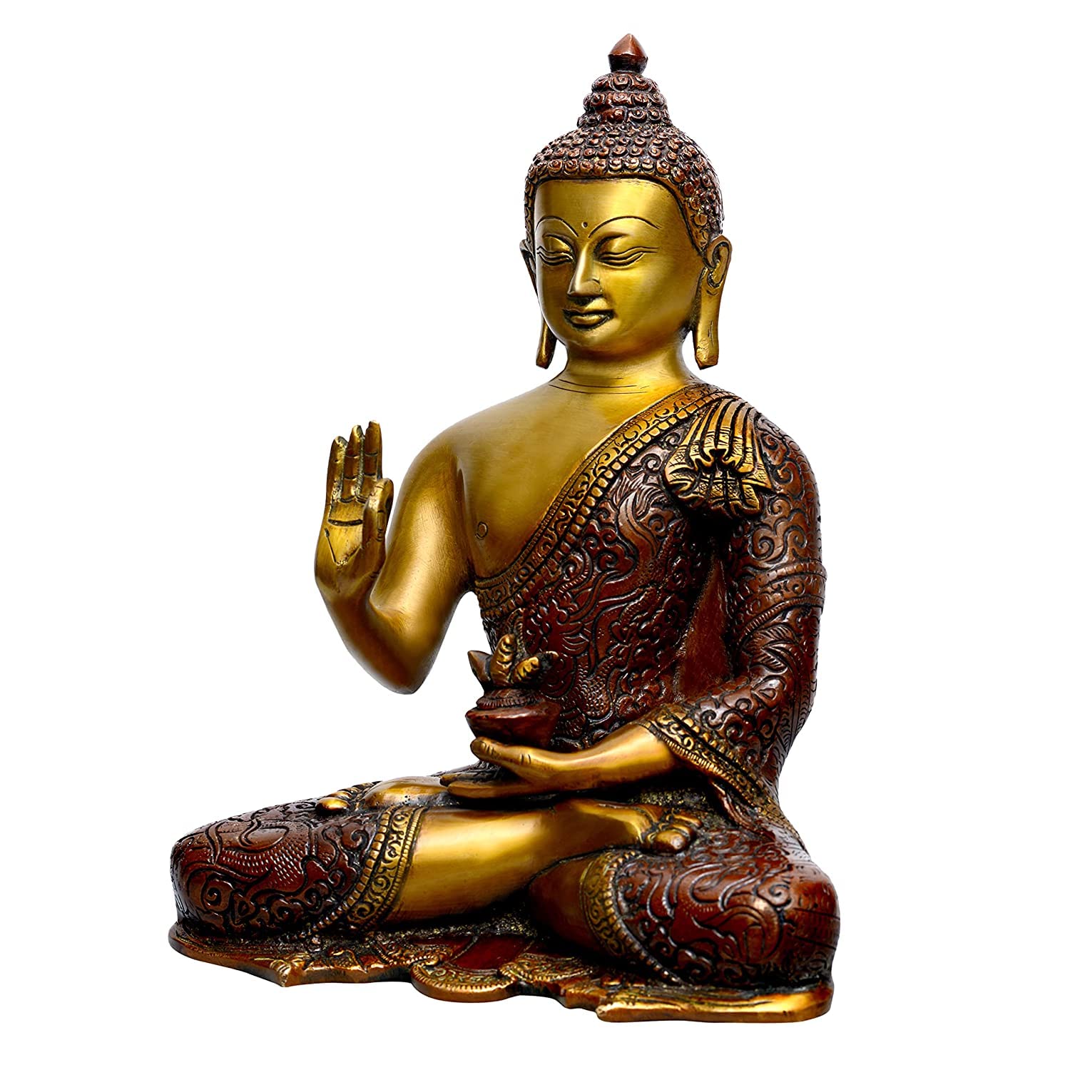 Antique Brass Blessing Buddha Statue for Home & Meditation Decor-ArtyCraftz.com