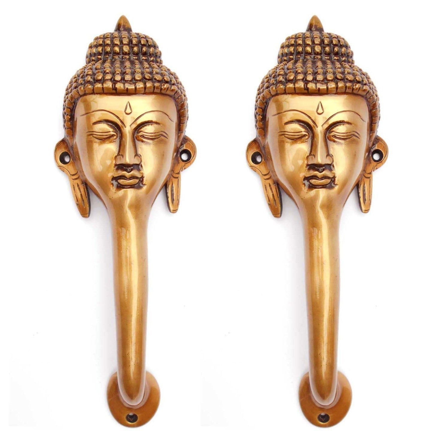 Antique Brass Buddha Face Door Handle Pair (Set of 2 Piece) - ArtyCraftz.com