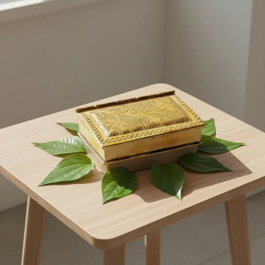 Antique Brass Floral Engraved Betel Box-ArtyCraftz.com