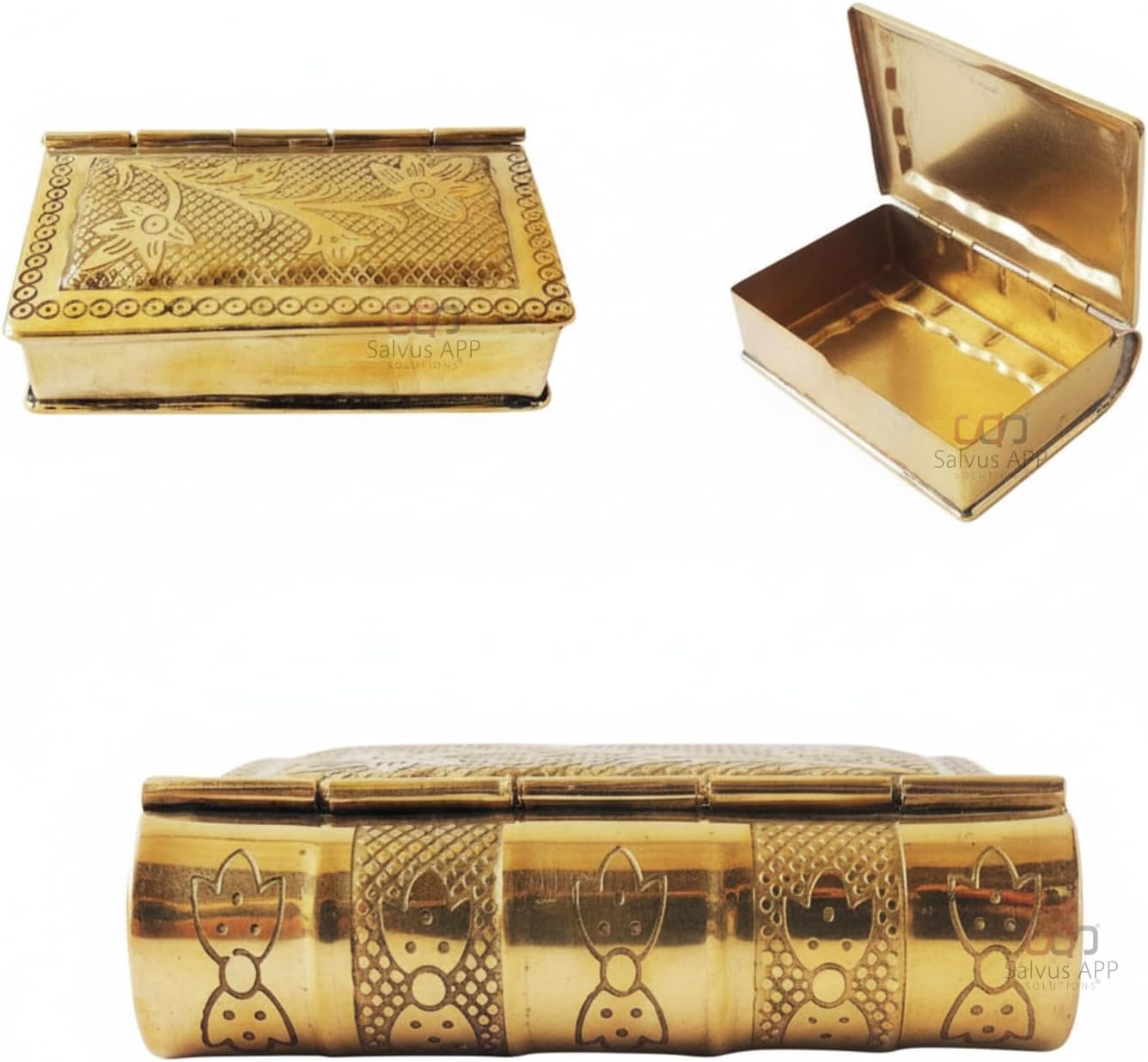 Antique Brass Floral Engraved Betel Box-ArtyCraftz.com