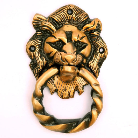 Antique Brass Lion Head Door Knocker - ArtyCraftz.com