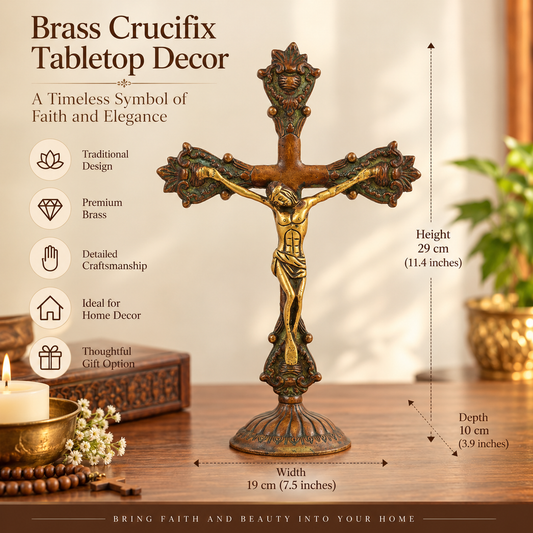 Antique Finish Brass Standing Crucifix Statue-artycraftz.com