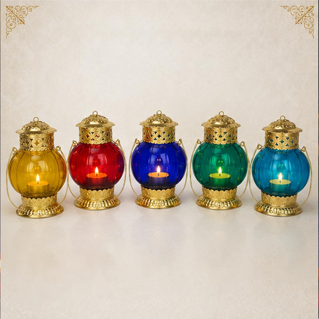 Antique Finish Glass T-Light Lanterns for Home Decor-artycraftz.com