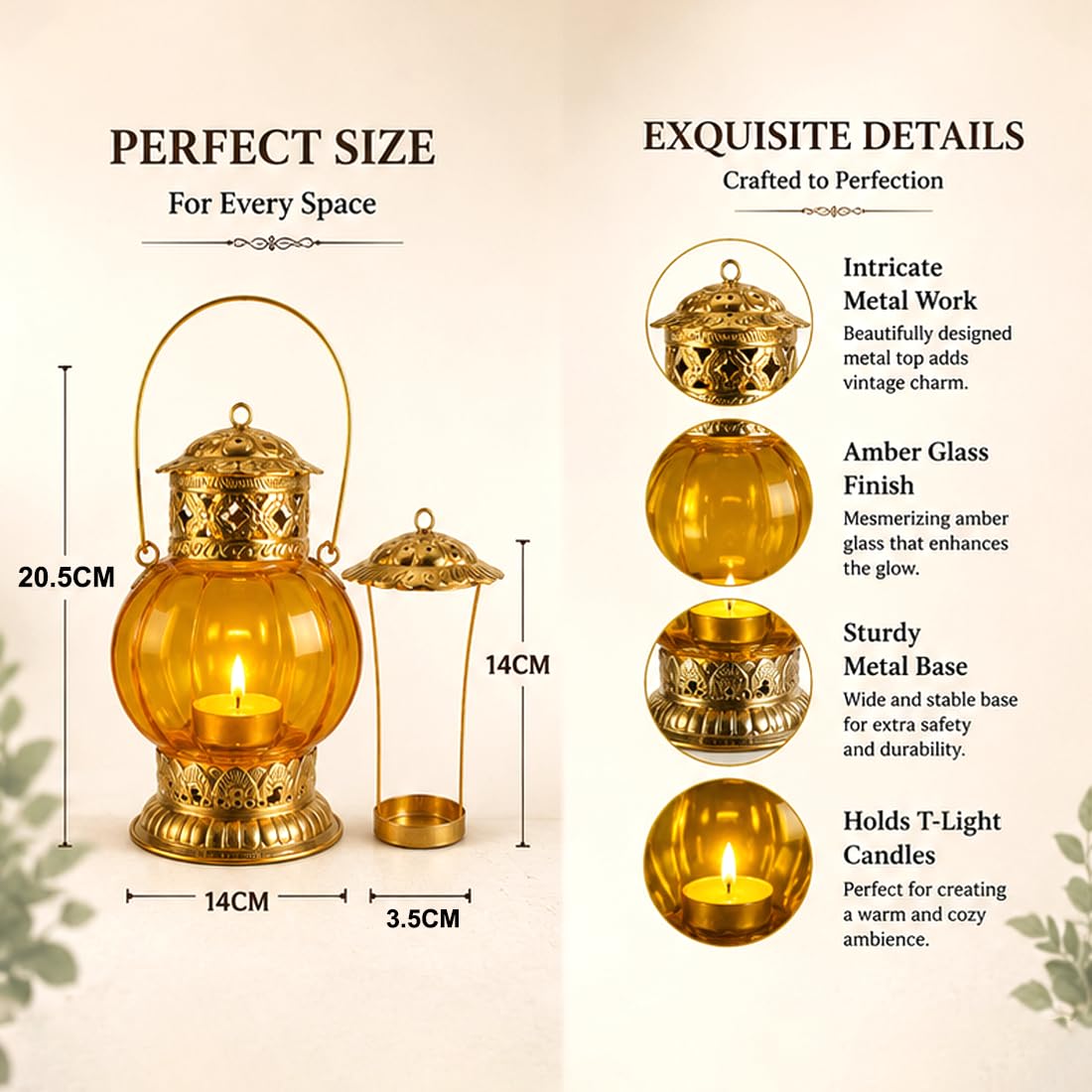 Antique Finish Glass T-Light Lanterns for Home Decor-artycraftz.com