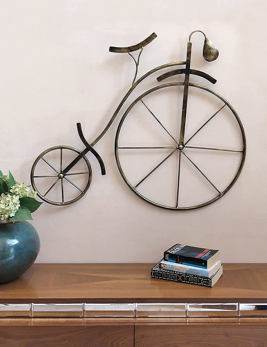 Antique Gold Finish High Wheels Bicycle Wall Art