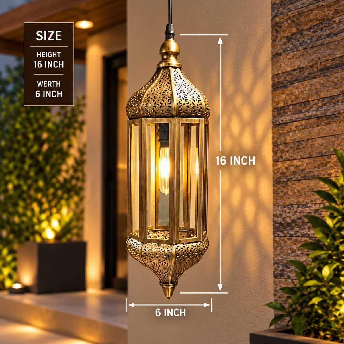 Antique Gold Hanging Iron Lantern Light-artycraftz.com