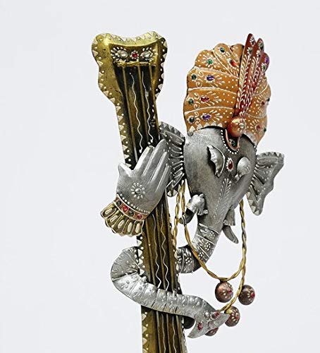 Antique Metal Ganesha with Guitar Showpiece - ArtyCraftz.com