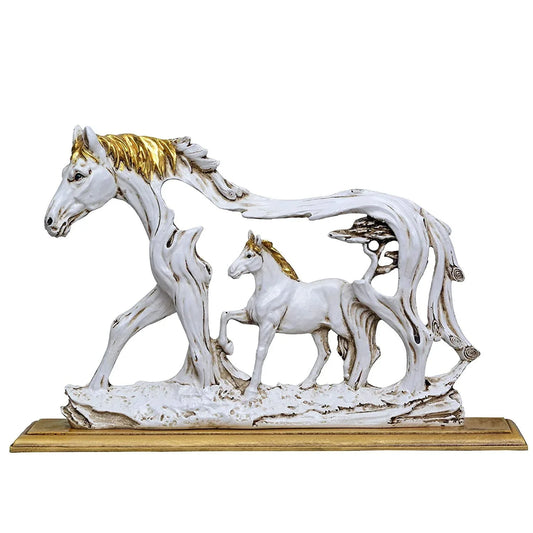 Antique Polyresin Horse with Foal Figurine Multicolour, 8.2 Inch - ArtyCraftz.com