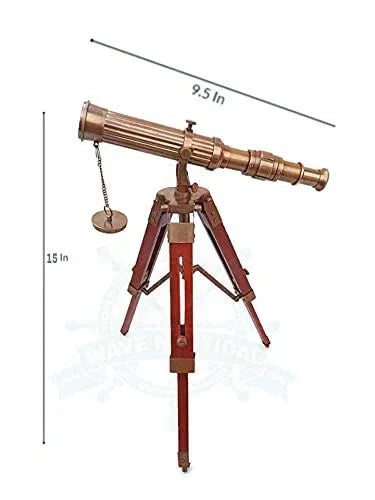Antique Style Brass Telescope with Adjustable Tripod Stand Home Decorative Telescope Nautical with Stand Wooden Vintage Tripod Decor & Table Accessory Nautical Spyglass Telescope - ArtyCraftz.com