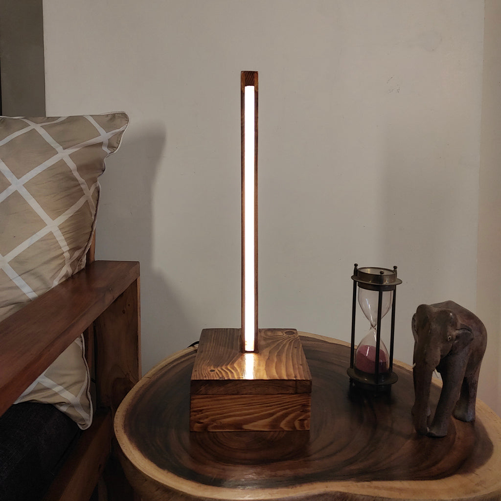 Arc Brown Wooden LED Table Lamp