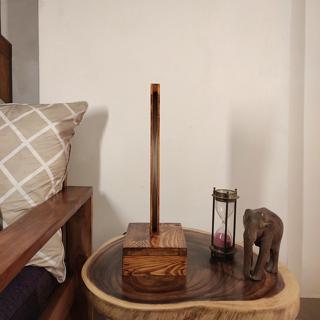 Arc Brown Wooden LED Table Lamp