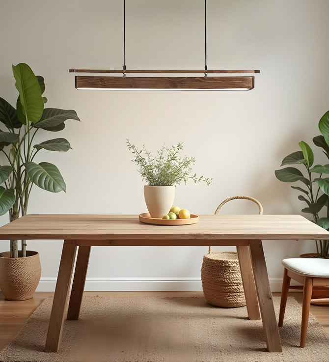 Art Deco 36 Brown Wooden LED Hanging Lamp - ArtyCraftz.com