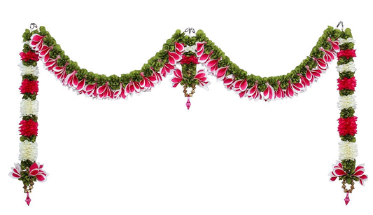 Artificial Pink and White Champa Doorway Toran