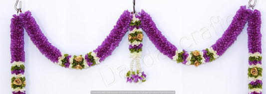 Artificial Violet and White Flower Doorway Thoran