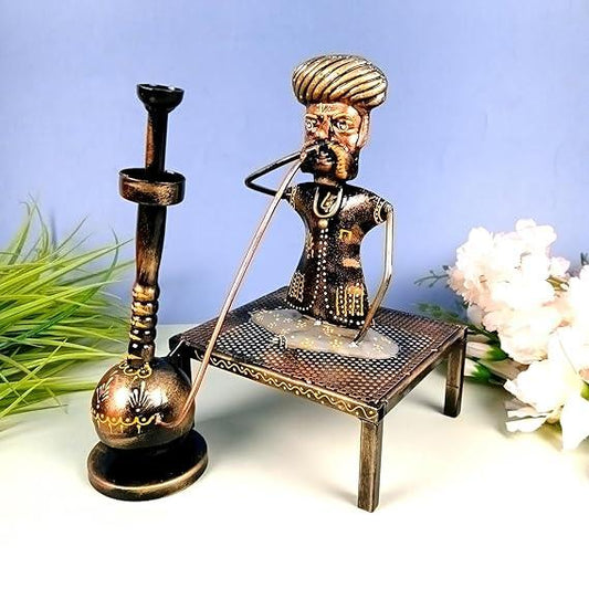 Artistic Metal Man with Charpai Showpiece-ArtyCraftz