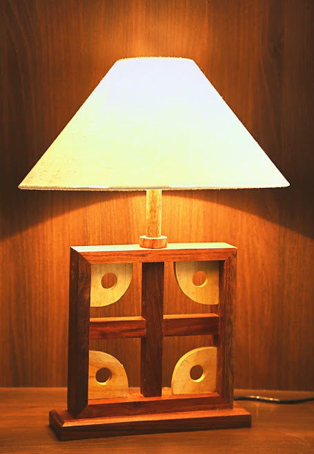 Artistic Square Wooden Table Lamp - ArtyCraftz.com