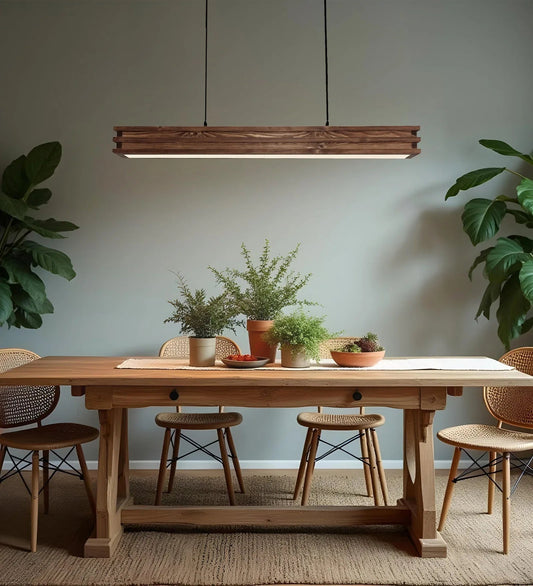 Artline 36 Brown Wooden LED Single Hanging Lamp on Top of Dining Table