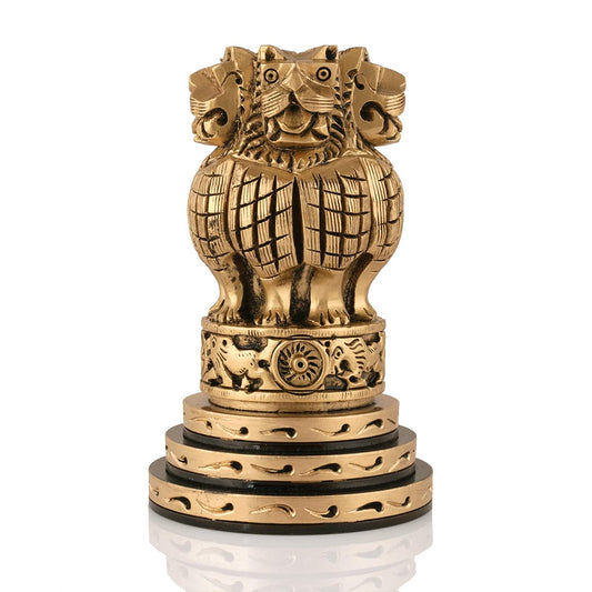 Ashoka Pillar Wooden National Emblem India 6 Inches Height