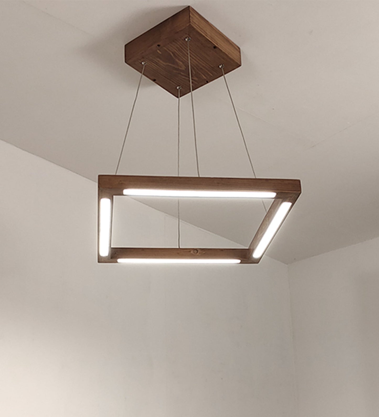 Atrium Brown Square LED Hanging Lamp