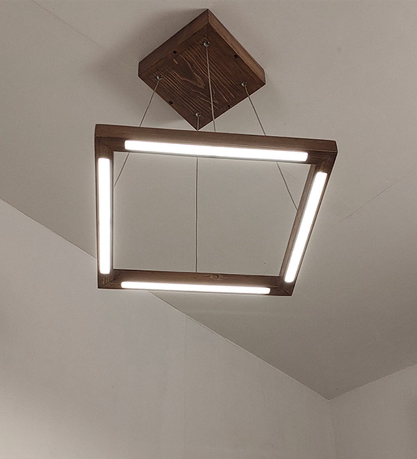 Atrium Brown Square LED Hanging Lamp