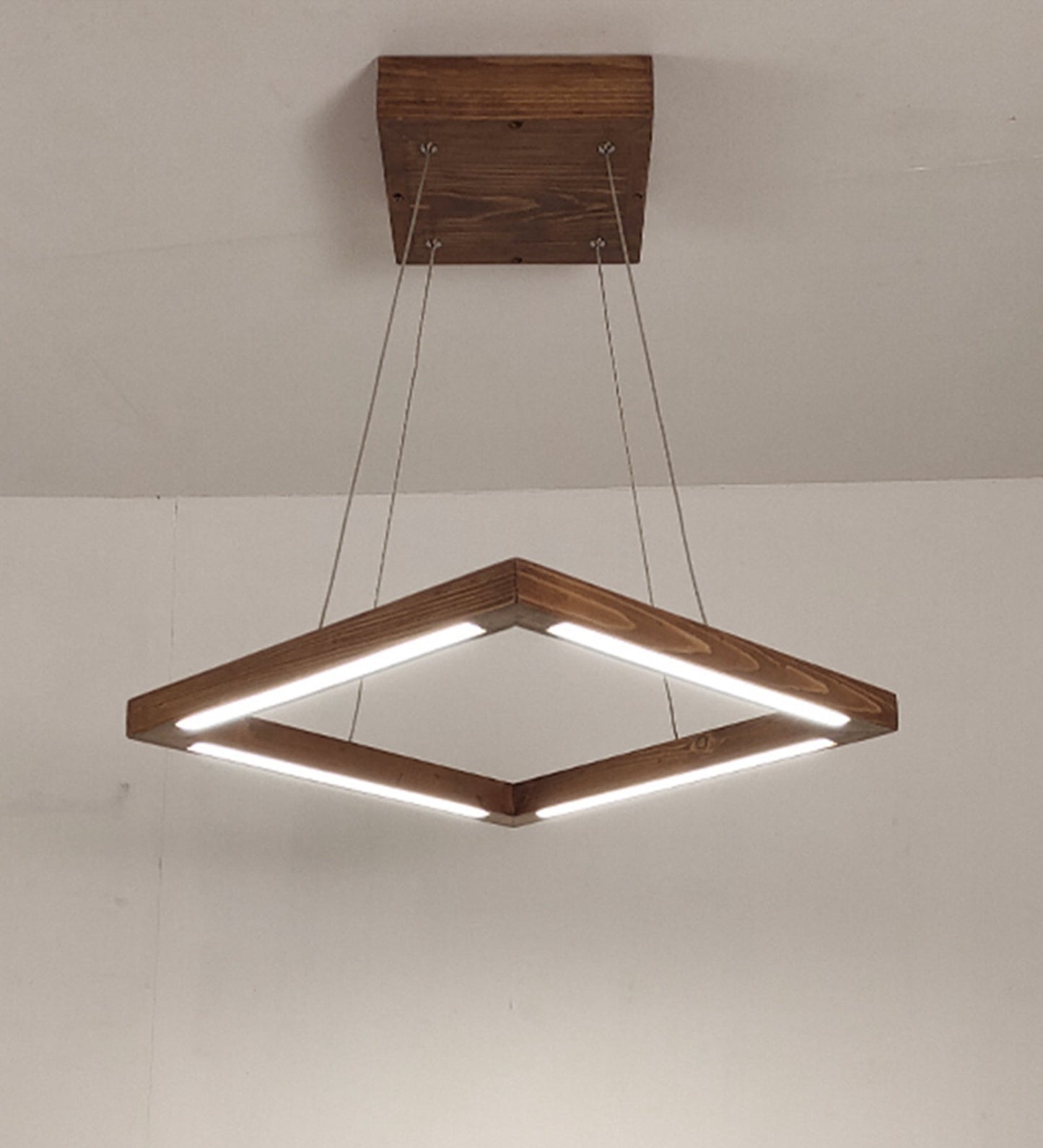 Atrium Brown Square LED Hanging Lamp