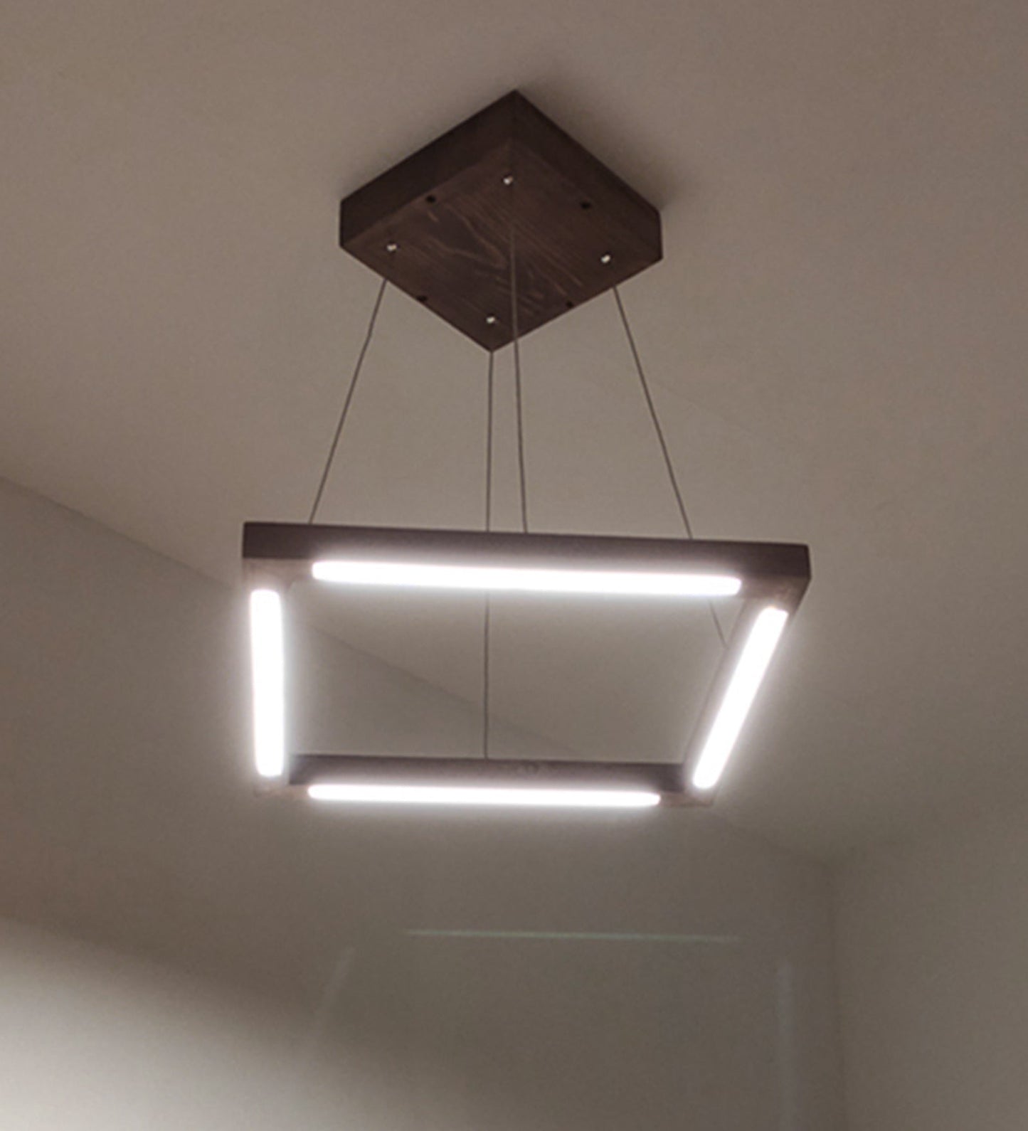 Atrium Brown Square LED Hanging Lamp