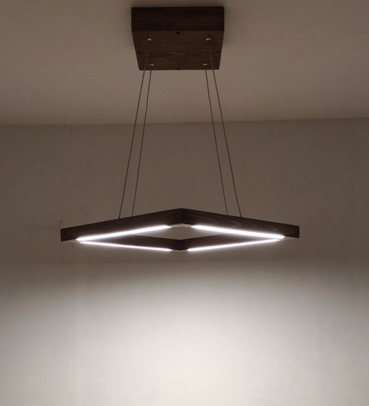 Atrium Brown Square LED Hanging Lamp