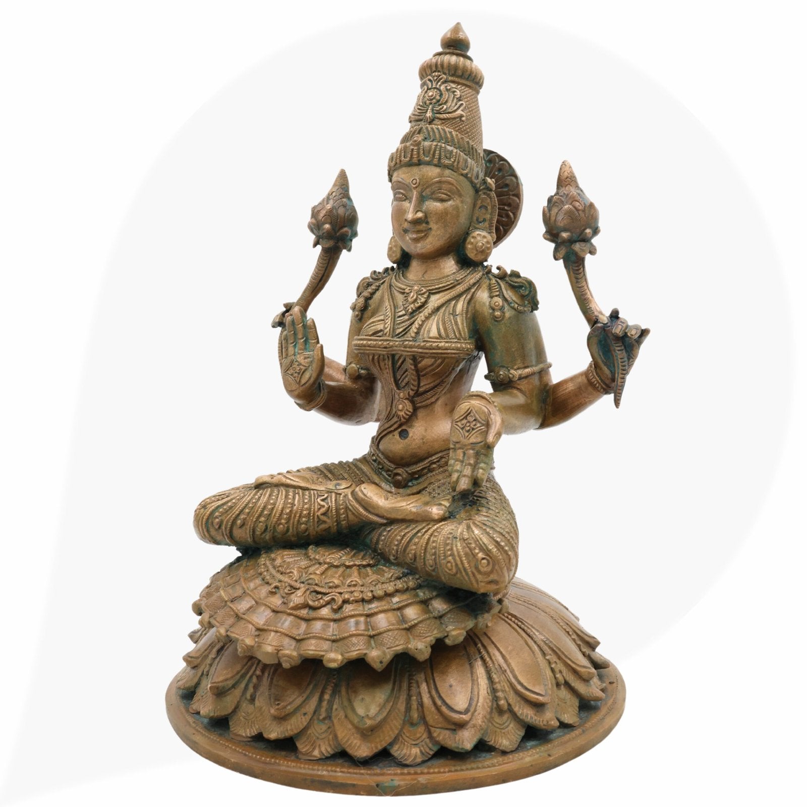 Bronze statue of a deity with intricate details