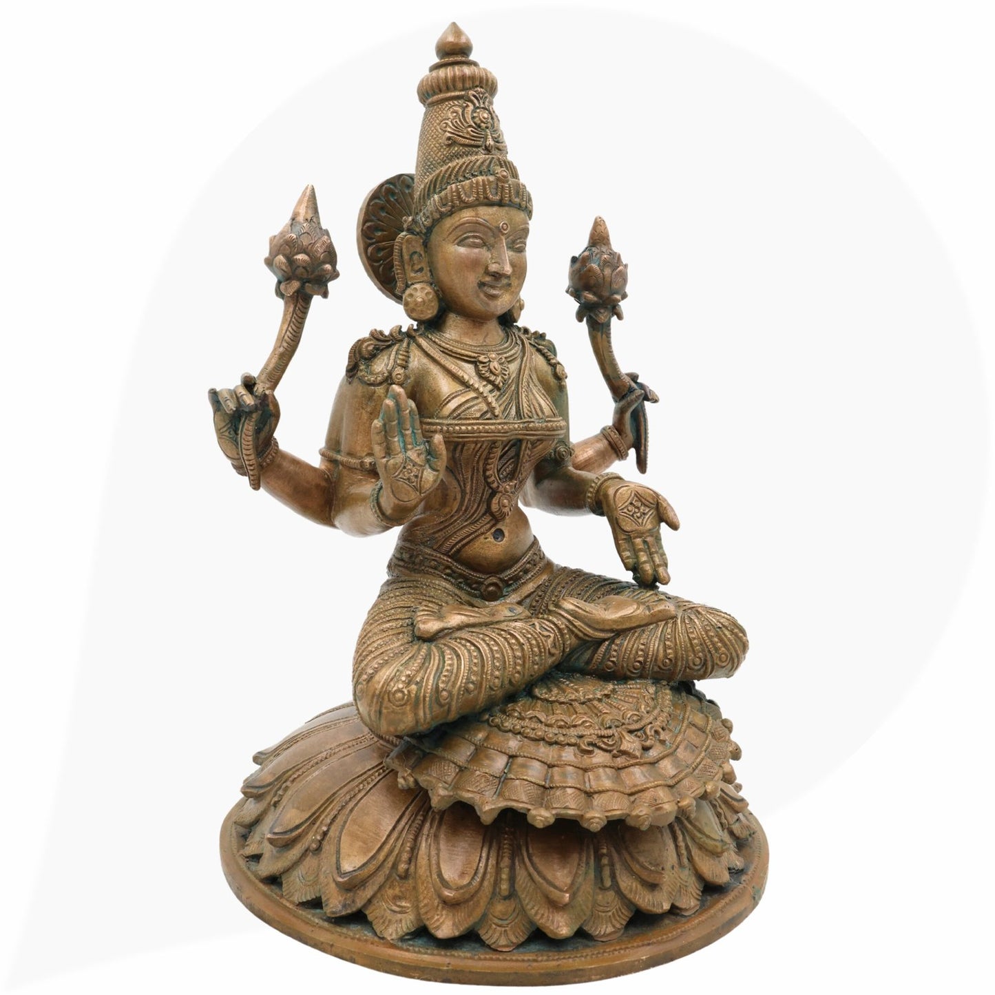 Bronze statue of a deity with intricate details