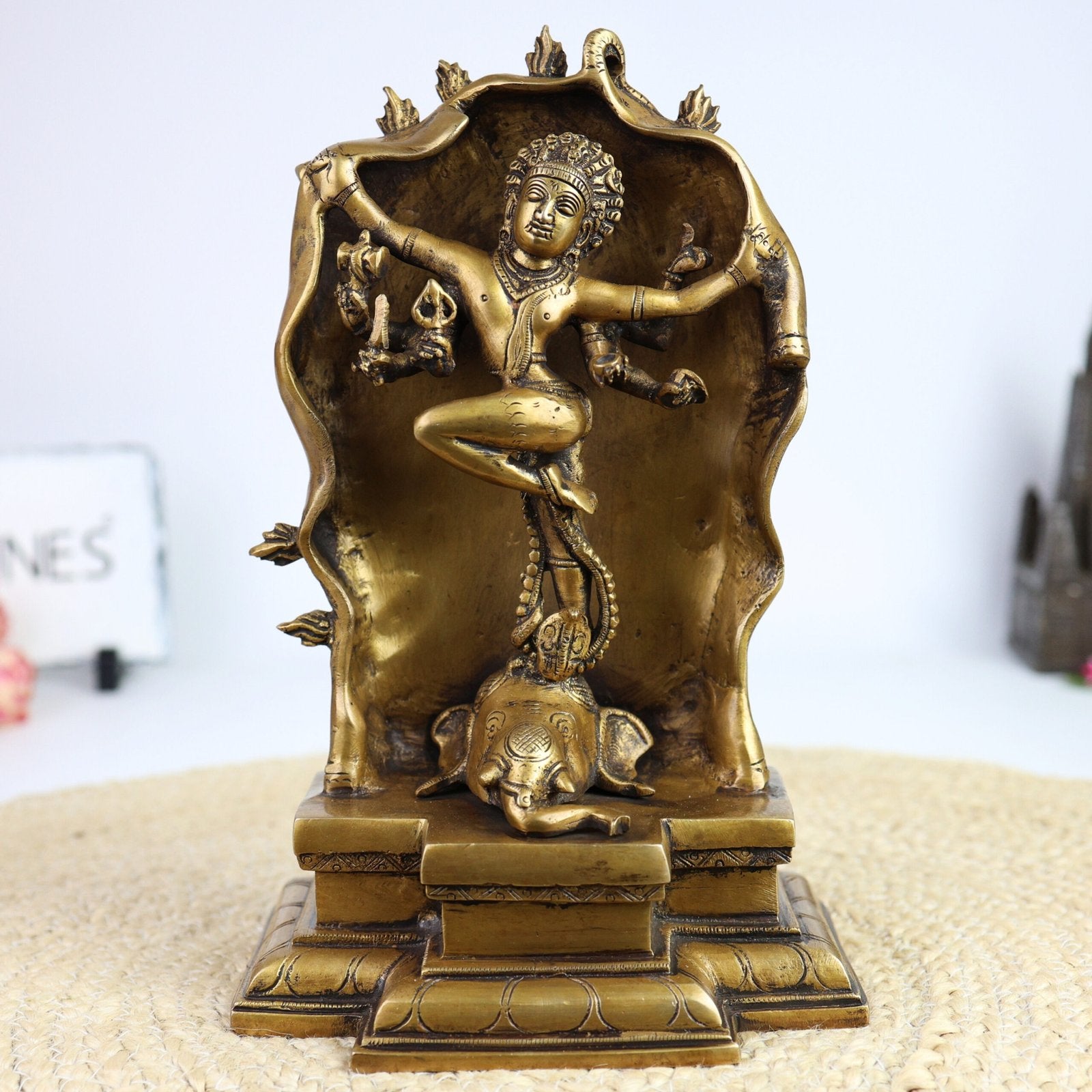 Brass Gaja Samhara Statue