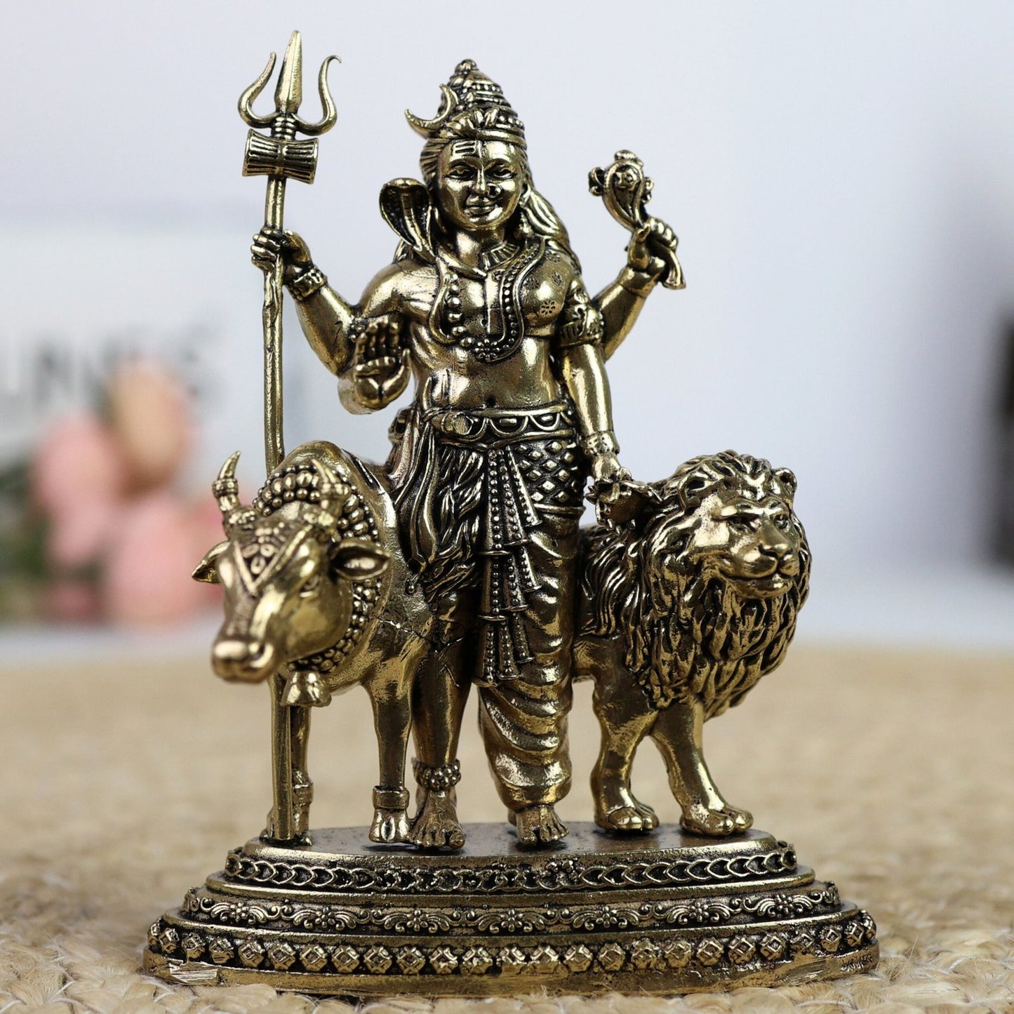 Exquisite Brass Ardhanarishwara Statue