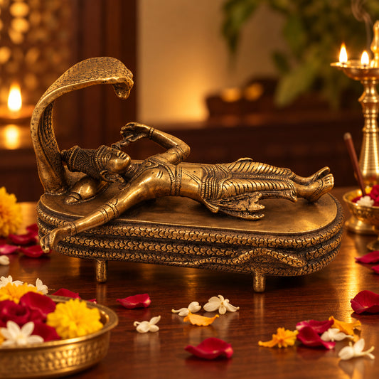 Brass Vishnu Anantha Sayana Idol 23 cm-artycraftz.com
