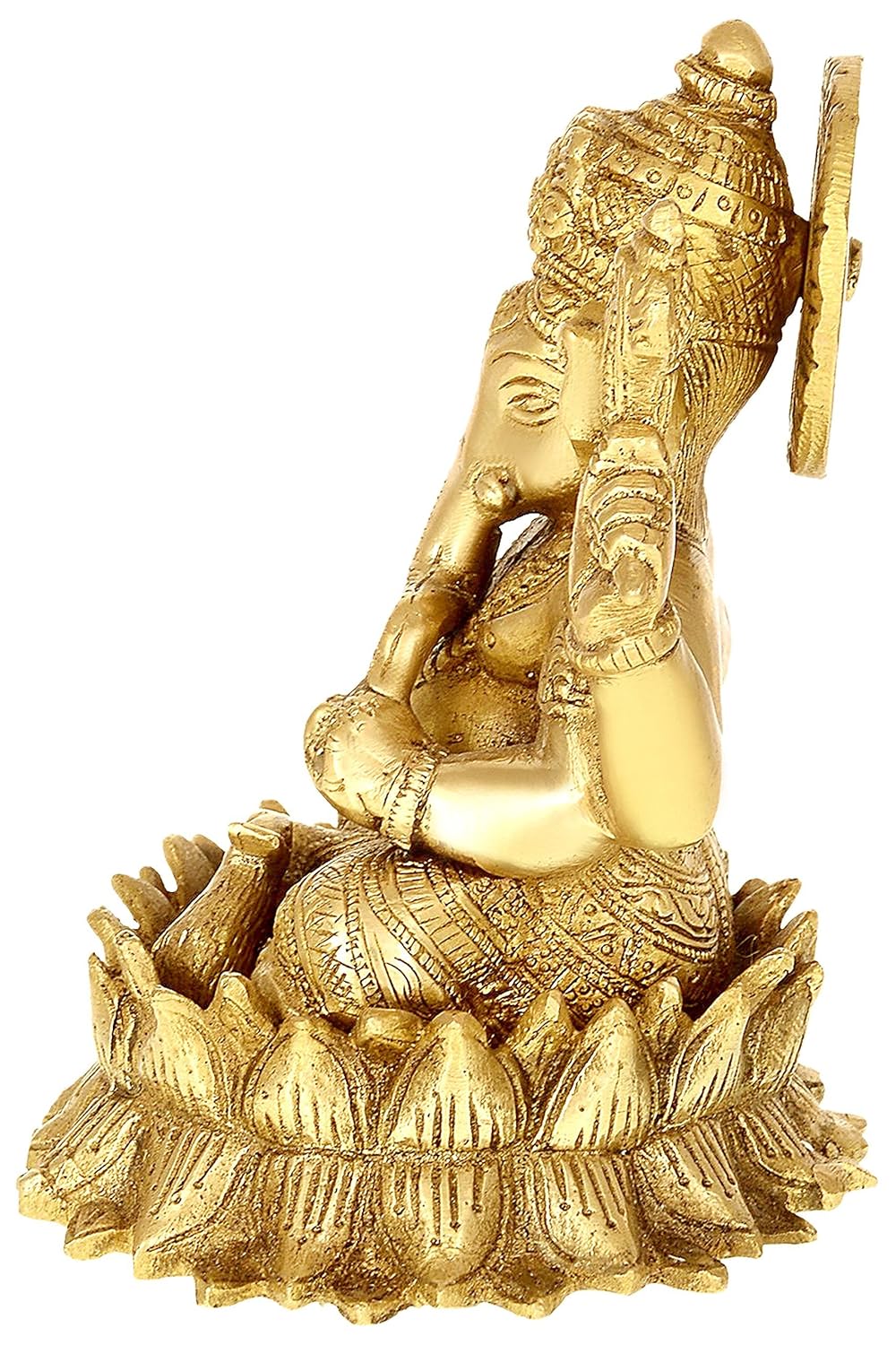 BHandcrafted Brass Ganesha Idol on Lotus Base - ArtyCraftz.com