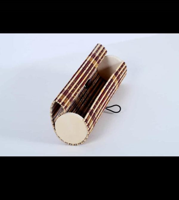 Bamboo Strips Weaved Round Pencil Box