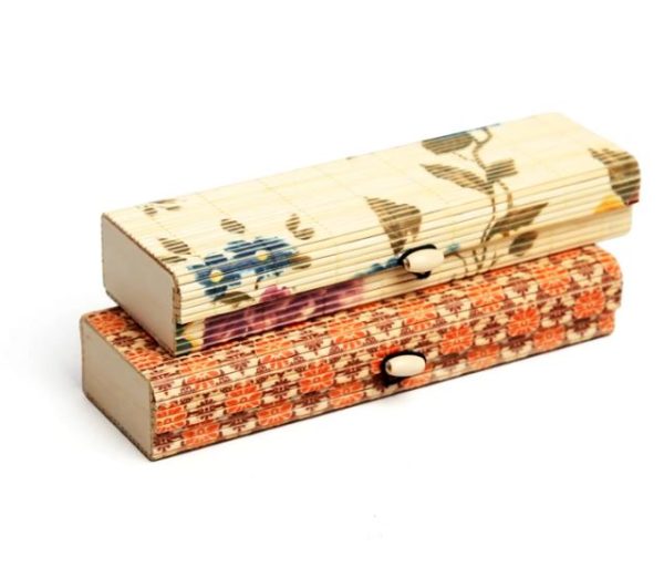 Bamboo Strips Weaved Rectangle Pencil Box