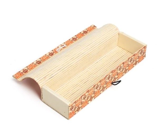 Bamboo Strips Weaved Rectangle Pencil Box