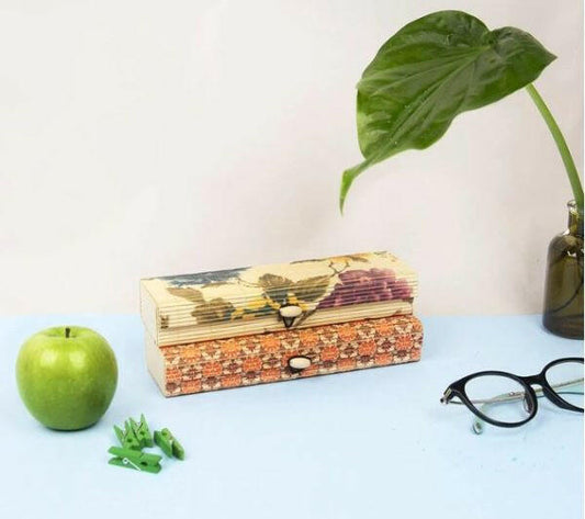 Bamboo Strips Weaved Rectangle Pencil Box