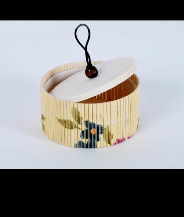 Bamboo Strips Weaved Round Box